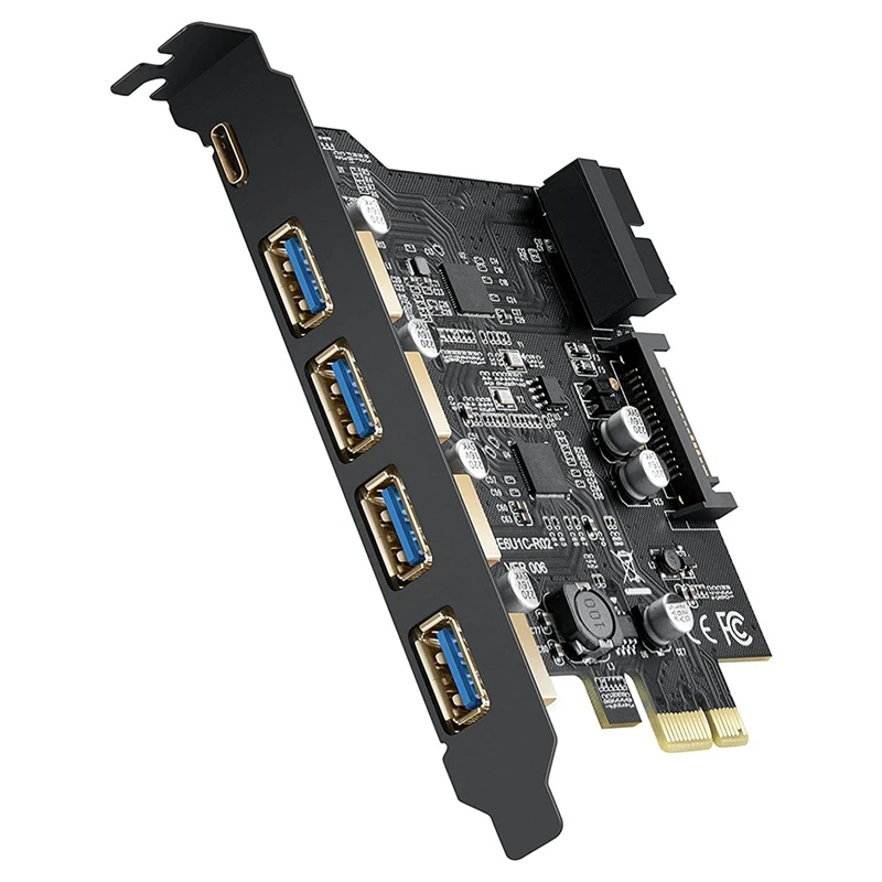 PCI-E To USB 3.0 Card Type A (4) And Type C (1) 5 X USB 3.0 Ports, USB 3.1 Gen1 PCI Express Card Bandwidth Up To 5 Gbps