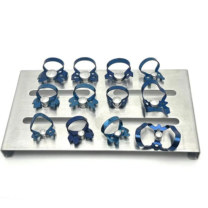 12Pcs/Set Dental Rubber Dam Clamps Dental Endodontic Rubber Dam Clamps Stainless Steel Tray Holder  Restorative Clips Dam Clamp