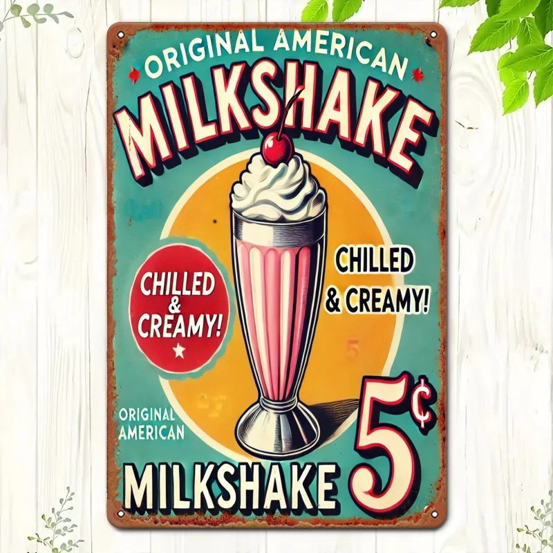 Ein Metallschild - 'Original American Milkshake' Vintage 5¢ Milkshake Dekor