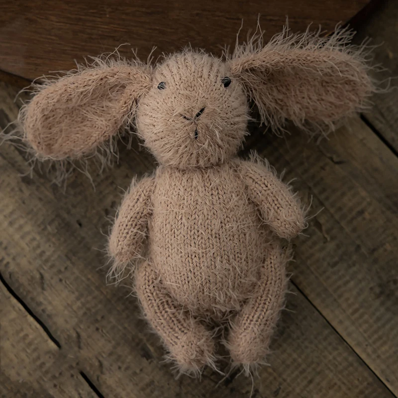 Poupées lapin en peluche faites à la main pour nouveau-né, accessoires de photographie, fourrure de vison, jouet animal, studio photo, mois complet