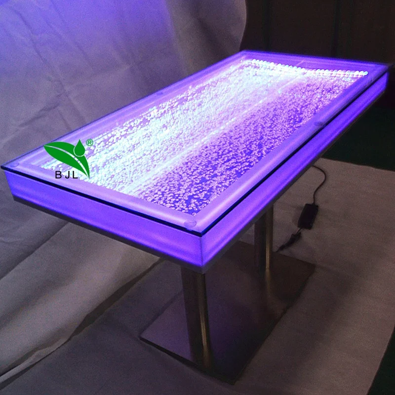 Custom, indoor glowing furniture water bubble tabletop LED light cocktail coffee table