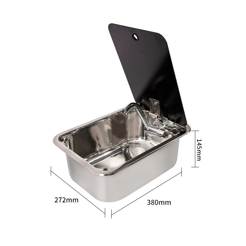 

Sink Small Narrow Stainless Steel Sink with Tempered Glass Cover Car Vessel Sink 304 Stainless Steel Vegetable Washing Basin Car
