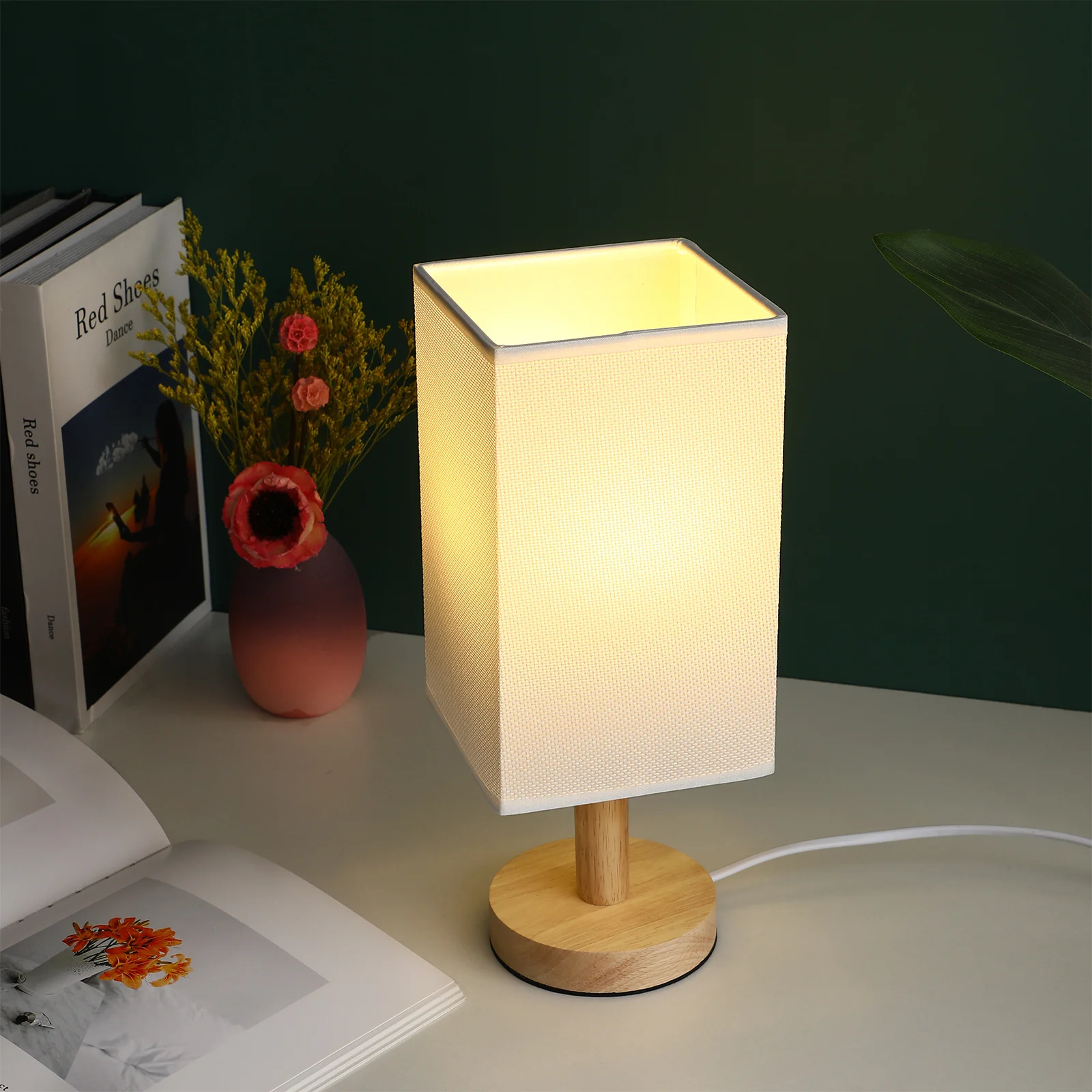

White Square Lampshade Rectangle Table Lamp Shades E27 Cover Replacement Geometric Iron Cloth Bedroom Living Study