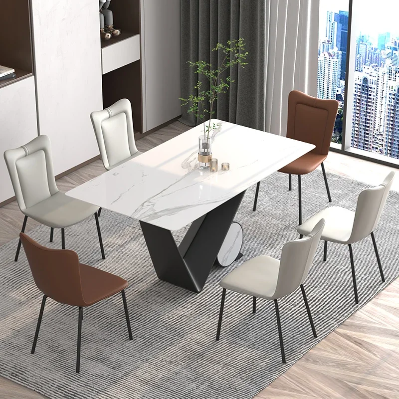 Rocky dining table and chair combination Italian light extravagance creative designer modern simple household dining table