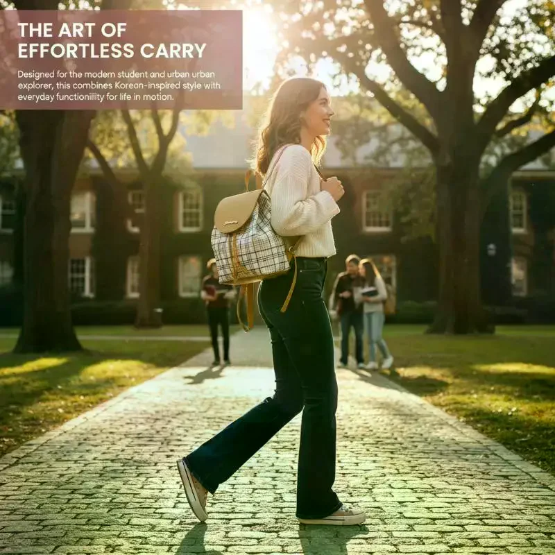 Korean Style Backpack Women Leather Travel School Bag Large Shoulder Purse for Teenagers Students