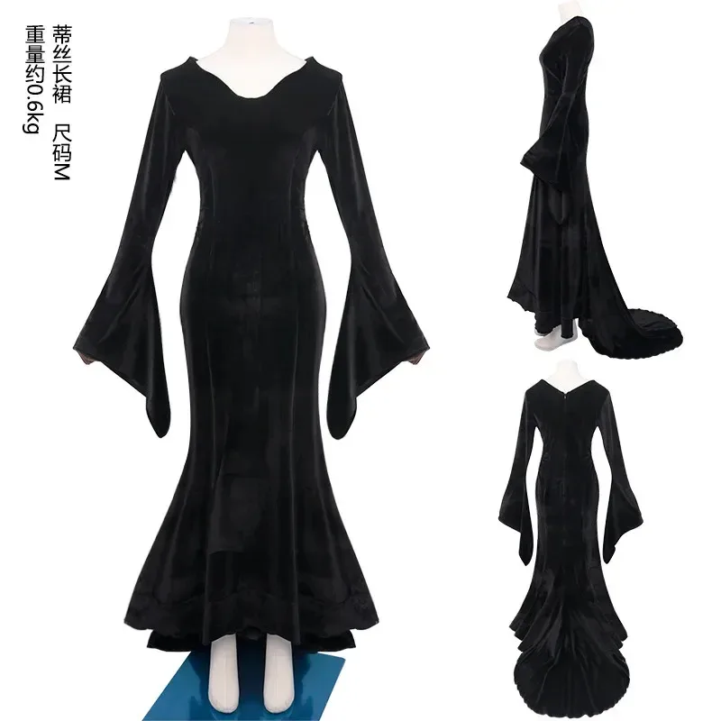 Mercoledì Addams Famiglia Cosplay Uniforme Abito Film Morticia Costume Cosplay Parrucche nere per le donne Carnevale di Halloween Ruolo anime