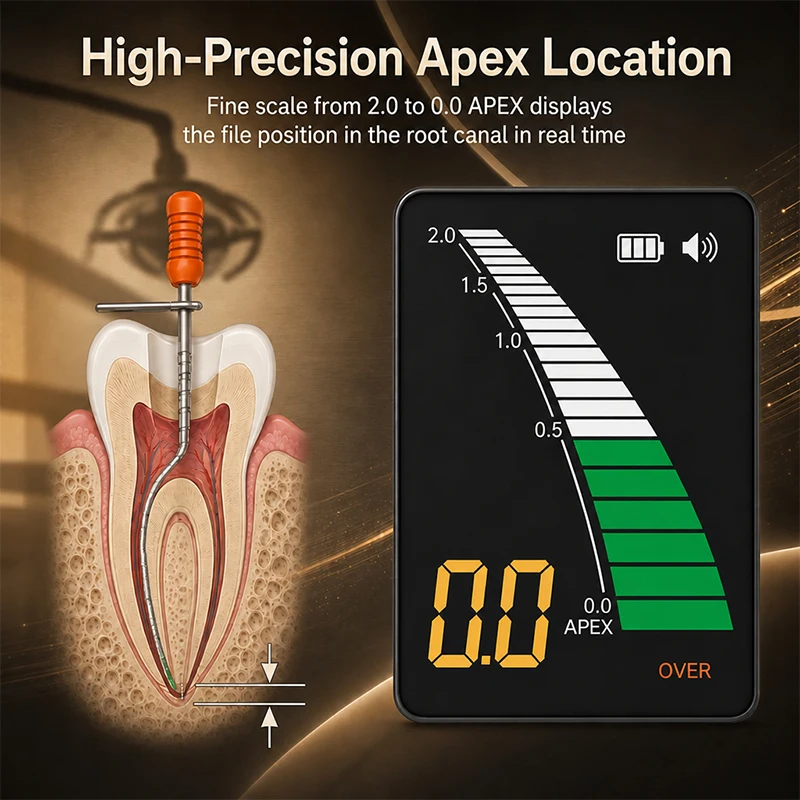 Dental Apex Locator Real-time Root Canal Measurement Meter Color Bar Warning Endodontic Root Canal Finder Dentistry Equipment