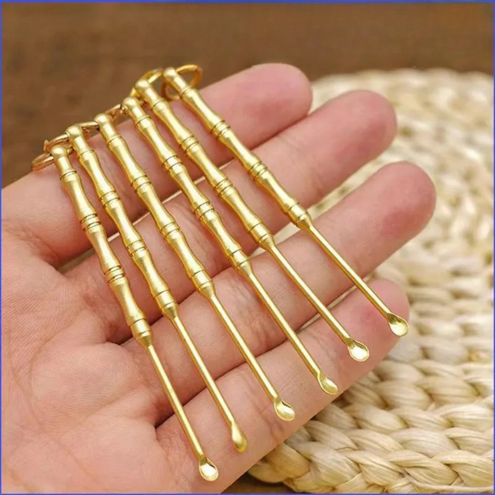 Brass Ear Pick Old-Fashioned Ear Scoop Keychain Pendant Ear Cleaning Tool Metal Toothpick Portable Hanging Ornament 2026