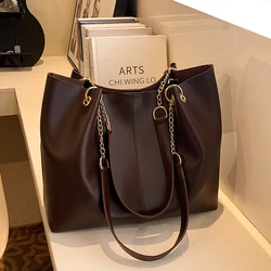 Women's Large Capacity All-Match Handbag 2022 New Fashion Autumn Winter Texture PU Chain Shoulder Bags Commuter Tote Bag