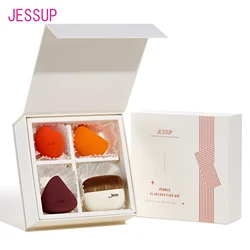 Jessup Foundation Brush Flat Top Kabuki Brush and Makeup Sponges for Concealer Blending Blush Powder Buffing with Gift Box, T505