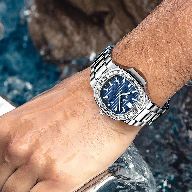 Orologio al quarzo da uomo Mark Fairwhale alla moda, impermeabile, in acciaio inossidabile, con datario luminoso, orologio delle migliori marche