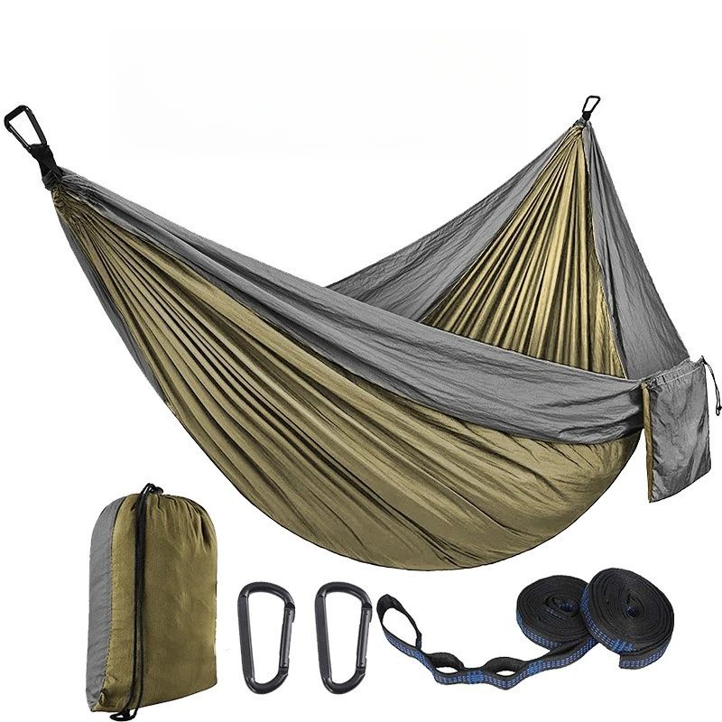 Outdoor nylon parachute canopy bed for single or double use for camping, cycling, indoor leisure, swing, chair, stone pillar