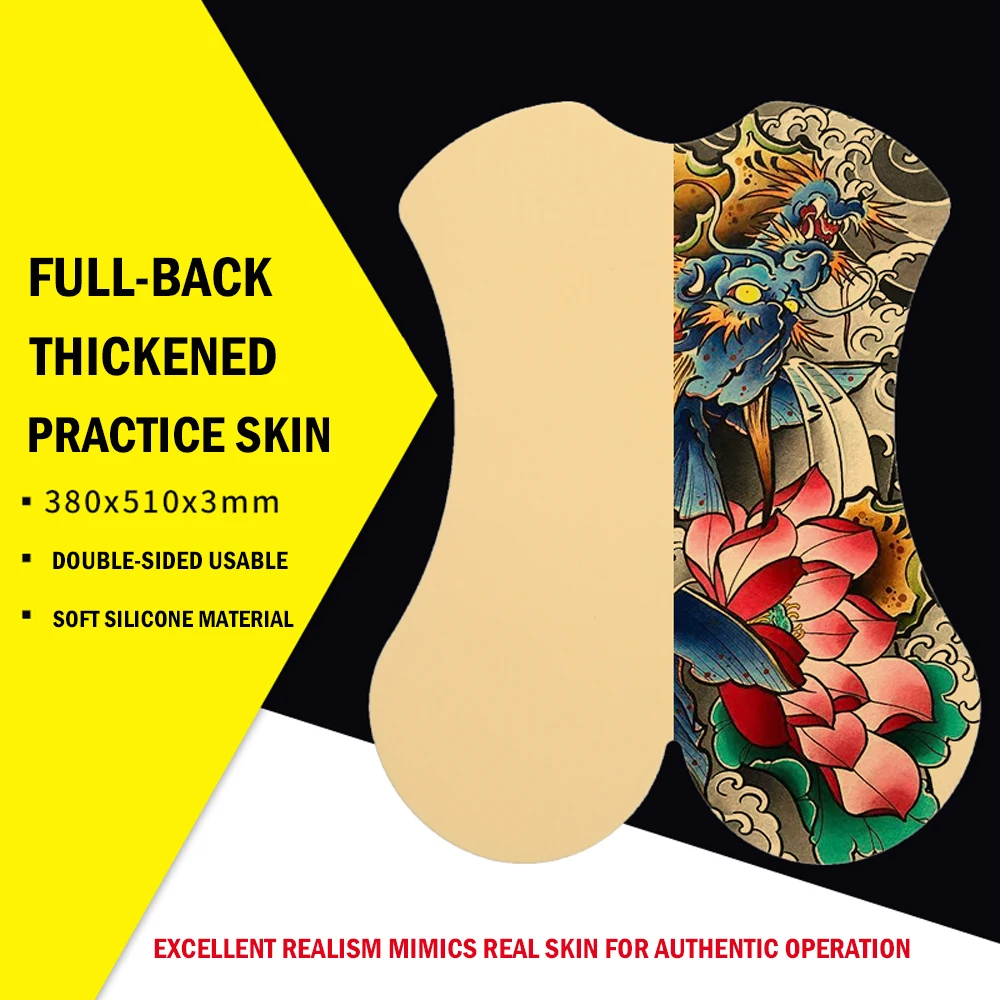 

YILONG Silicone Full Back Tattoo Practice Skin 3MM Fake Skin Double-Sided for Permanent Makeup Tattoo Accessory