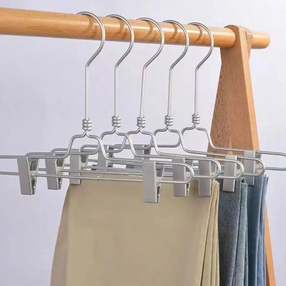 Silver Aluminum Alloy Metal Hangers Non-Slip Shoulder Grooves Clothes Hanger Space Saving Coat Hanger for Wardrobe Closet