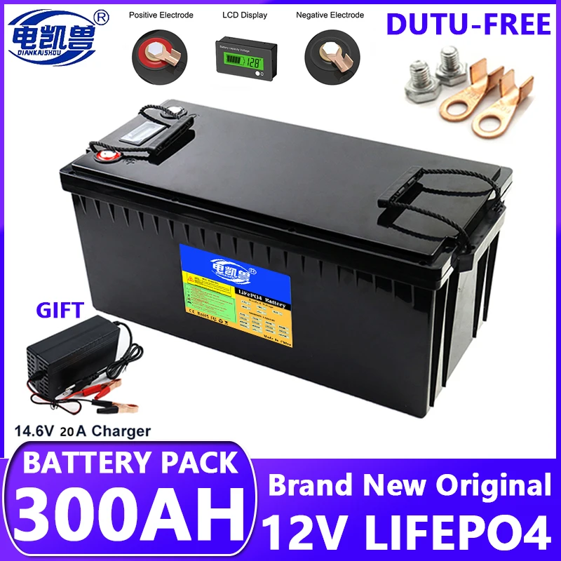 VEFEPO4-Batterie 24V, 150Ah, 100Ah, 12V, 100Ah, 160Ah, 200Ah, 280Ah, 300Ah, 320Ah, Grade A, 6000 + Cycles, Montres, Voiturette de Golf, Bateau, Cellule Solaire