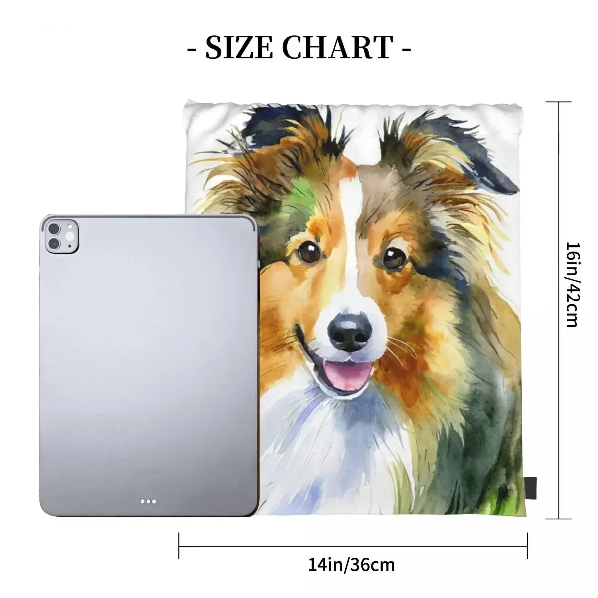 Sheltie cão mochilas casuais portáteis sacos de cordão pacote bolso sapatos saco sacos de livro para estudantes de viagem