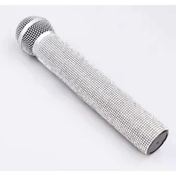 Factory Artificial Plastic Prop Mic Podcast Fake Microphone with diamond kids Toy mic for Training show video cosplay