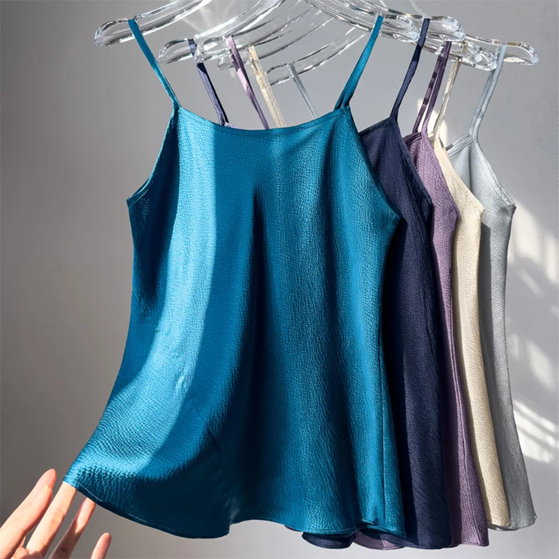Damen-Trägerhemd aus 100 % natürlicher Maulbeerseide, einfarbig, klassisches Top, Camisole, Weste, modisch, für den Sommer, Strand, M1548
