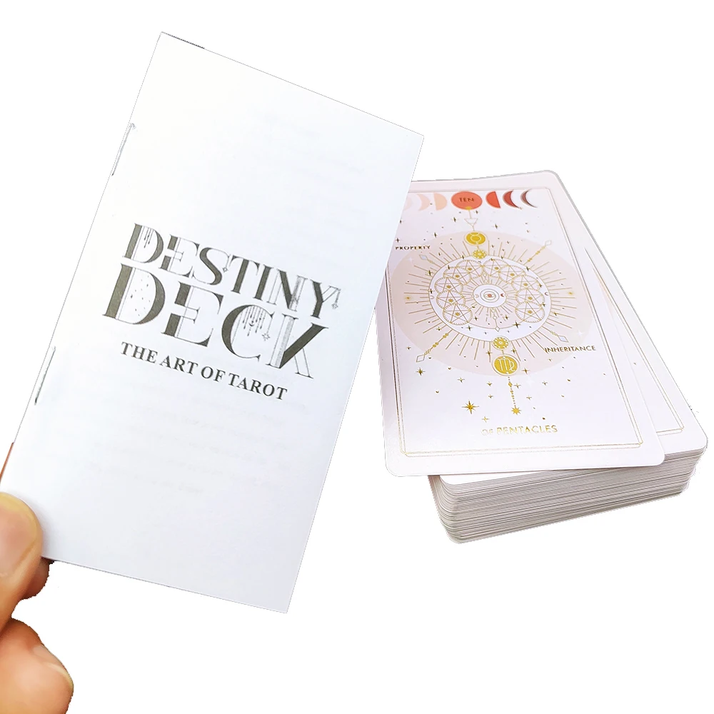 12CMx7CM Destiny Divination Tarot Cards Deck for Beginners with Gold Embossing for Women with Paper Guidebook English