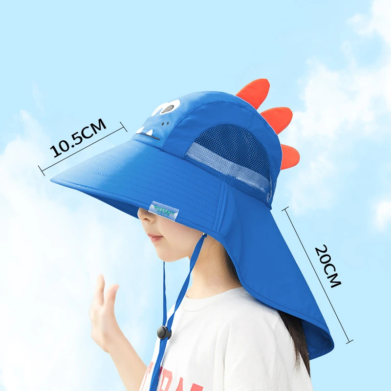 Children Summer Bucket Hats UV Protection Outdoor Beach Sun Hat Boy Girl Flap Cap Adjustable Wide Brim Cap