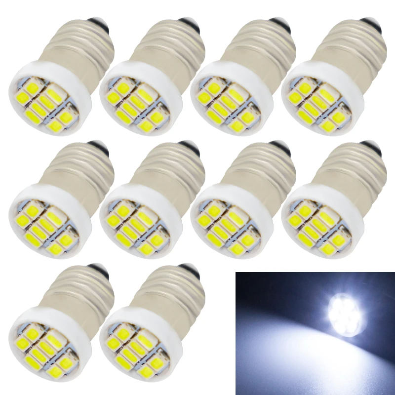 E10 LED 8 SMD 3020 Bulb White Lights DC 24V for DIY Reading License Plate Door Trunk lamp Interior Lighting