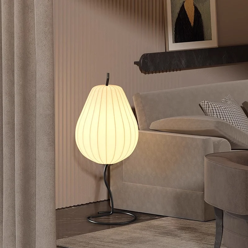 Japanse stijl peer vloerlamp Wabi Sabi stijl verlichting voor huisdecoratie slaapkamer woonkamer bank zijden hoek led-licht