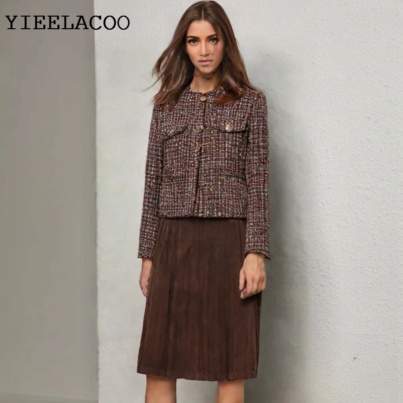 Women's Tweed Jacket Fashionable casual one-piece spring / autumn coat classics  jacket