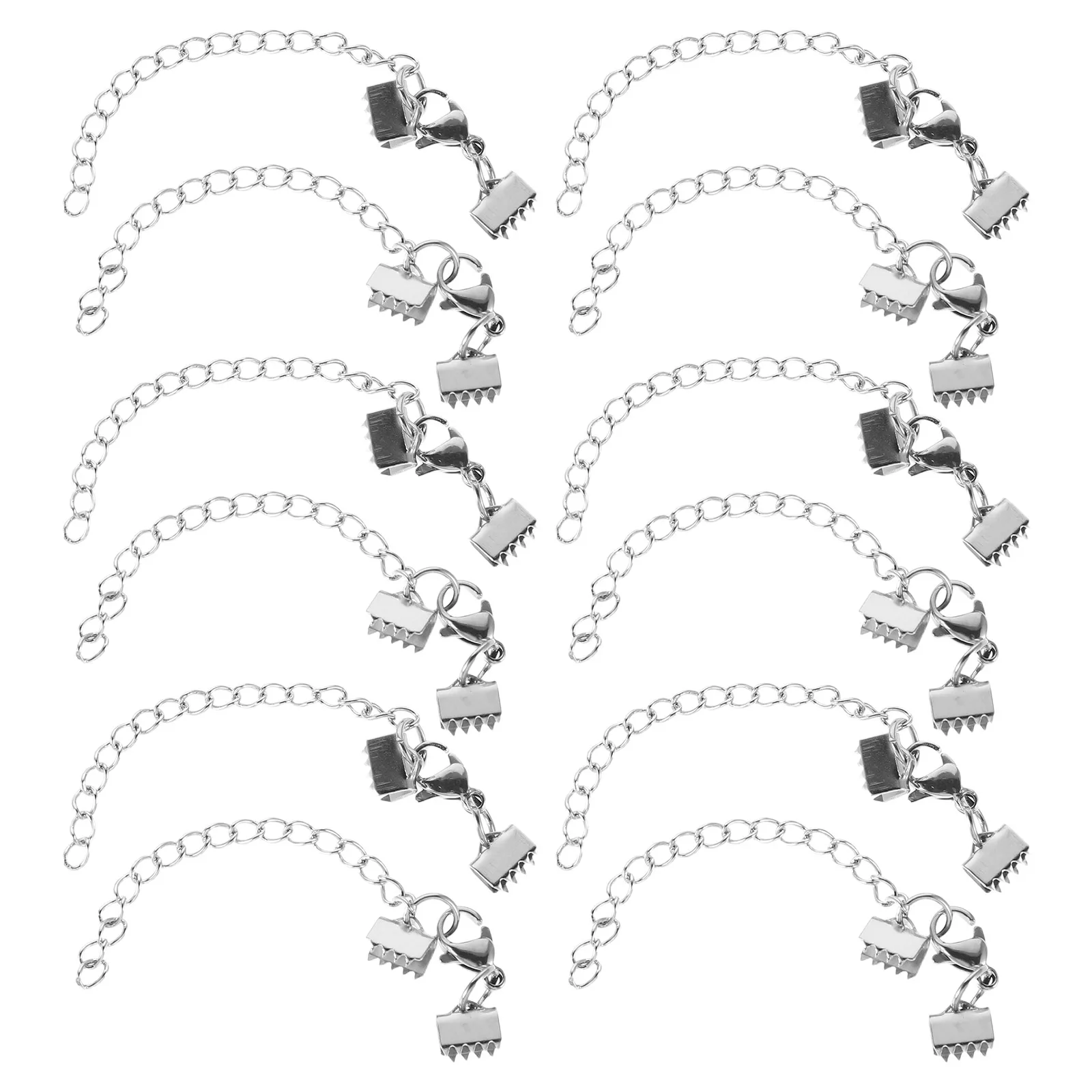 

12pcs Stainless Steel Ribbon Clamps Pinch Crimp Ends Jewelry Findings Cord Ends For Diy Bracelet Necklace Bookmark Making