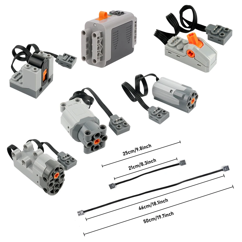 MOC Train Technicalal Parts Power Functions Motor Battery Box Extended Line Tracks Technical-Compatible Building Blocks DIY Toys