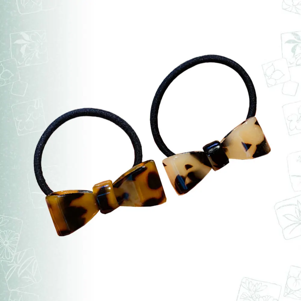 2 قطعة العلاقات الشعر ليوبارد Bowknot دائم اكسسوارات أنيقة للنساء الفتيات لافتة للنظر ارتداء اليومي هدية ليوبارد العلاقات الشعر #6