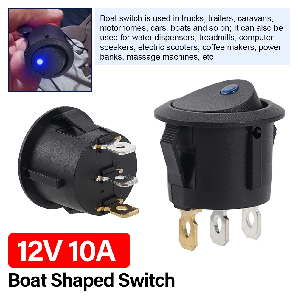 12V LED Lights Toggle Switch Buttons Pushbutton ON/OFF Master Truck Trailer Caravan RV Automotive Car Accessories Universal Blue