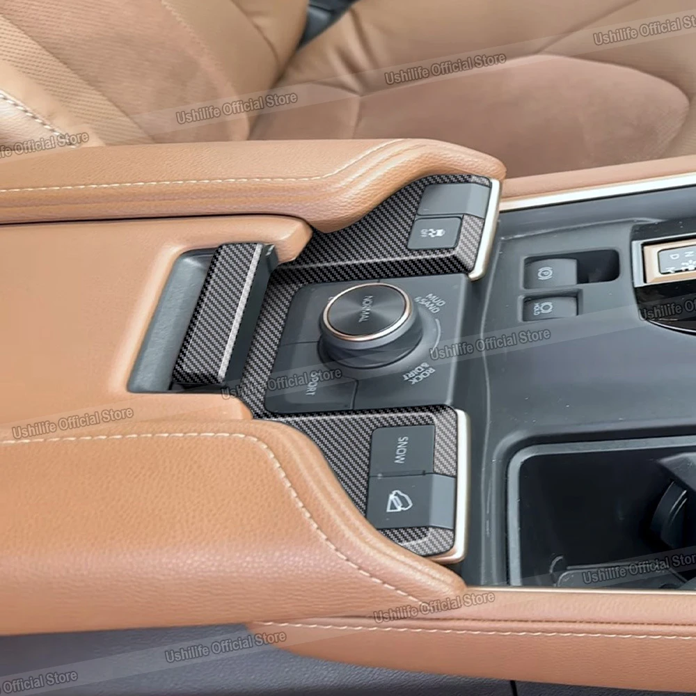 

Carbon Fiber Car Armrest Box Button Trim Sport Mode Button Decorative Frame For Toyota Grand Highlander 2024 2025 Accessories