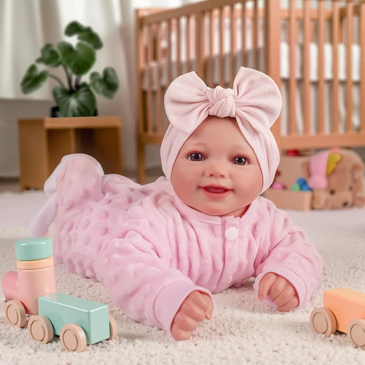 Lalki Reborn - 43 cm Urocza Miękka Winylowa Realistyczna Lalka Dziecięca z Możliwością Pozowania Uśmiechnięta Lalka Realistyczna z Akcesoriami Dla Dzieci 3+