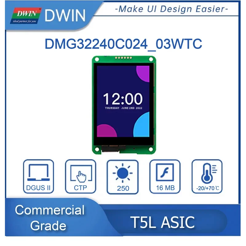 DWIN 2.4 بوصة 320*240 القرار HMI شاشة تعمل باللمس الصف التجاري UART TN-TFT-LCD وحدة عرض ذكية لاردوينو STM32 PLC