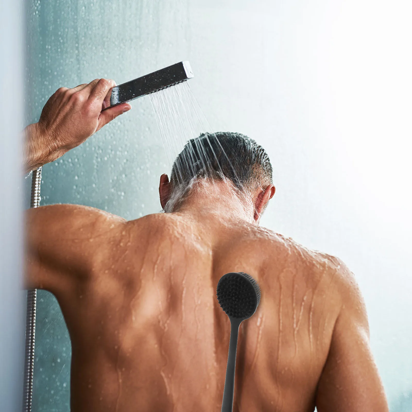 

2Pcs Back Silicone Body Scrubber Bathing Accessories Shower Extra Long Back Cleaning Scrubbers Handle Bathroom Travel Gift