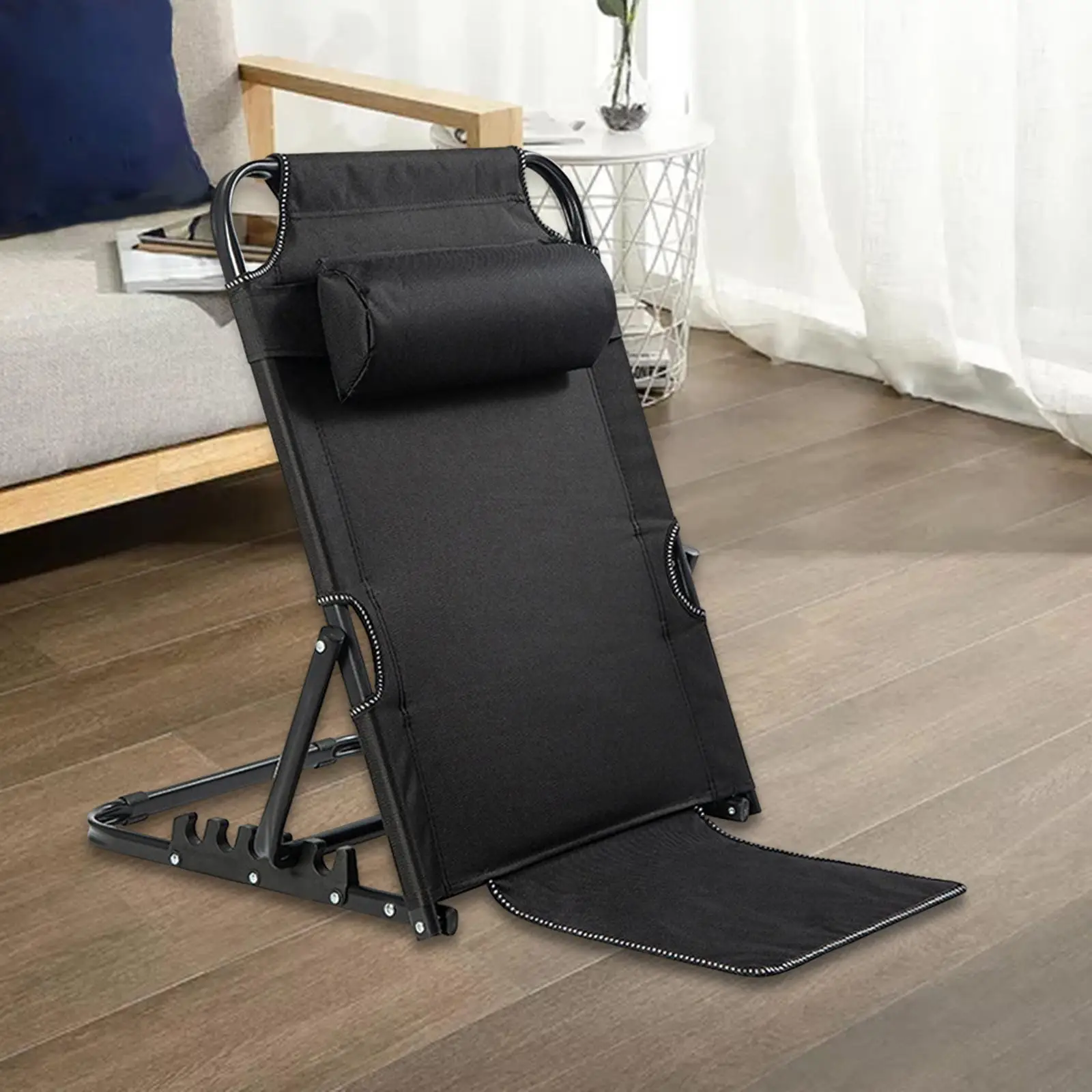 Lifting Bed Backrest Folding for Adult Adjustable Angle Back Rest Steel large 7 Gears Black