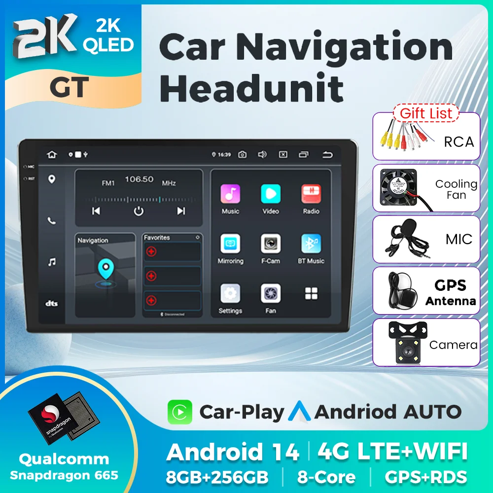 

Android 14 Universal 10inch All-in-One Car Radio Multimedia Car-play GPS Navigation For Nissan Honda Ford Toyota VW Hyundai Kia