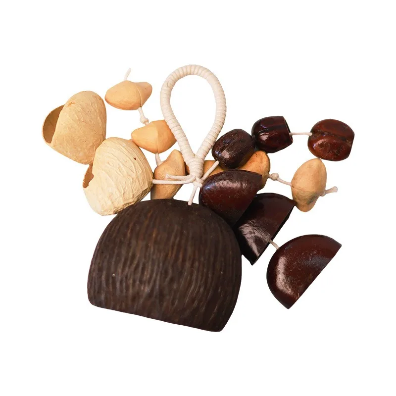 Natural Nut Shell Hand Rattle Wind Chime Pendant Fruit Handbell String Bell Backing Track Sound Therapy Musical Instrument