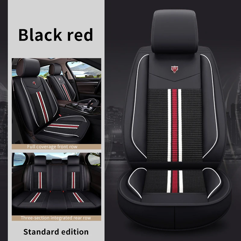 

5 Classic Universal Seat Covers In Black Standard, Waterproof, Ergonomically Designed, Suitable For All Seasons Black And Red