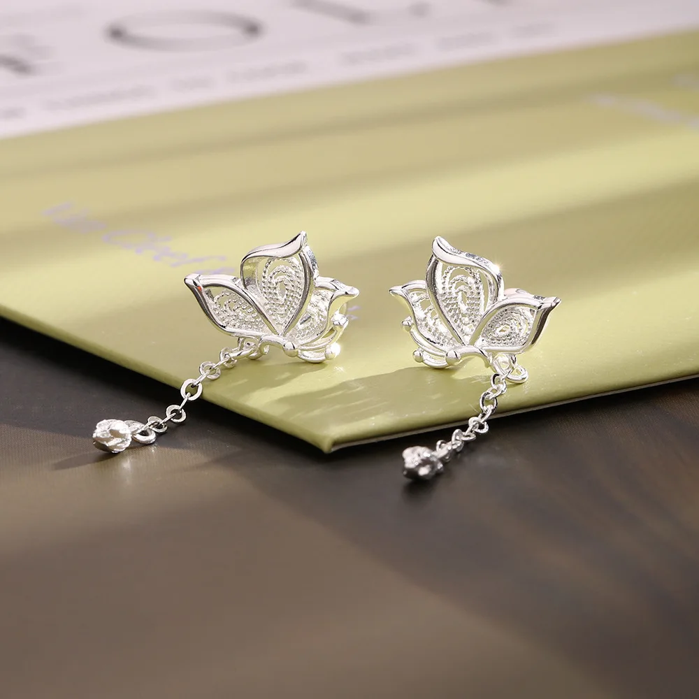 Hohle Schmetterlings-Ohrstecker aus 925er-Sterlingsilber für Damen, Luxus-Designer-Schmuck, Großhandel, Accessoires, verhindern Allergien – Detail 3