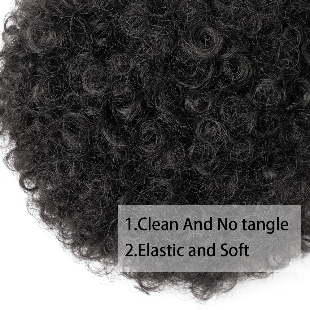 Afro Puff Drawstring Ponytail Extension Short Afro Kinky Curly Hair Bun Ponytail Extension Synthetic Hair Pieces for Black Women