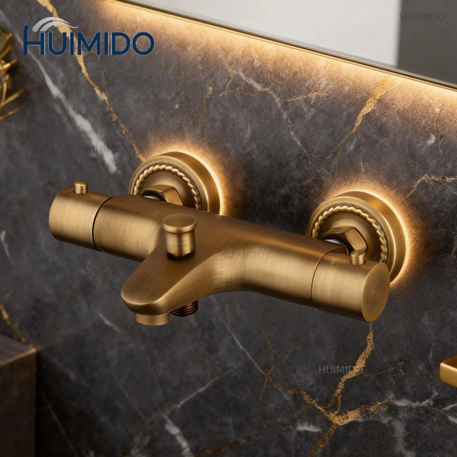 Torayvino Thermostatic Bath Shower Control Valve Bottom Faucet Wall Mounted Bathroom Chrome Polished Temperature Mixer Water Tap