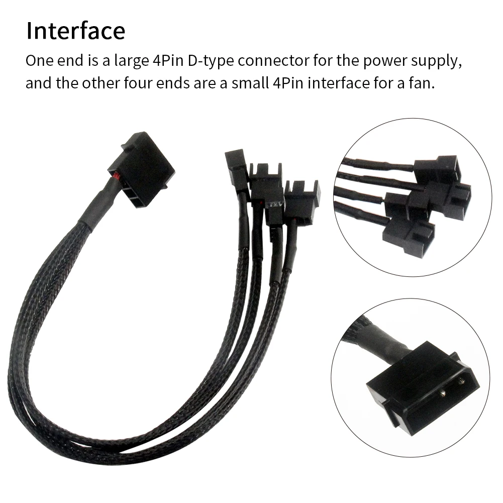 อะแดปเตอร์12V ตัวแยกติดตั้งง่ายสายไฟพัดลมทำความเย็น3-PIN หรือ4-Pin สำหรับ casing PC ส่วนประกอบแบบพกพาที่มั่นคง
