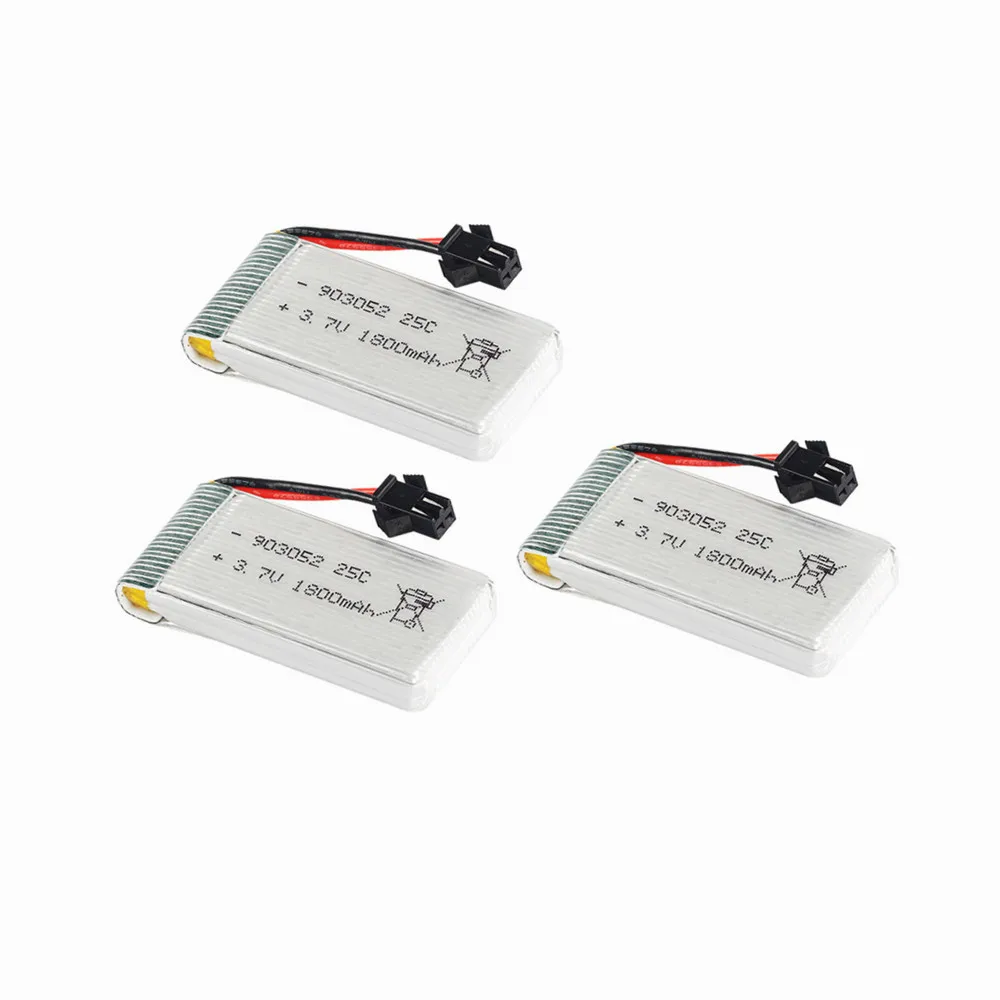 Batería recargable de 3,7 v y 1800mAh, cargador para cuadricóptero teledirigido, piezas de Dron, batería Lipo de 903052 y 3,7 v con enchufe SM