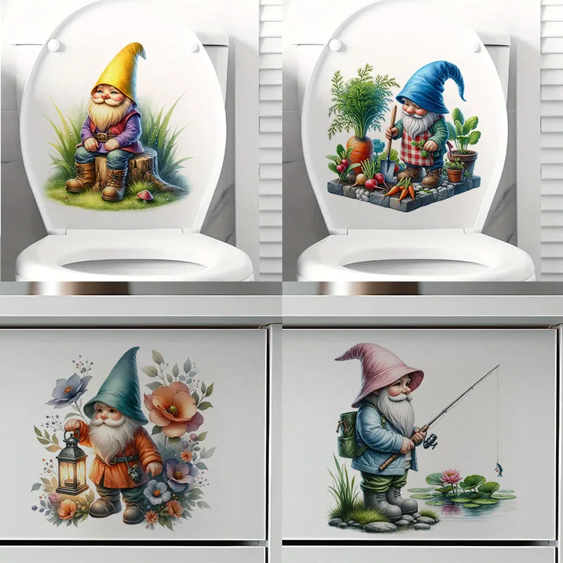 

90692# Garden Gnome Wall Decal Reusable Sticker for Living Room Aesthetic Room Decoration Easy to Beautify Your Home