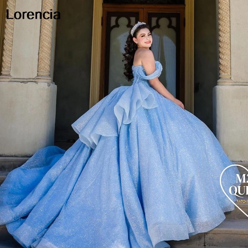 

Customized Shiny Sky Blue Quinceanera Dress Ball Gown Applique Beads Crystal Mexican Corset Sweet 16 Vestidos De 15 Años YQD936