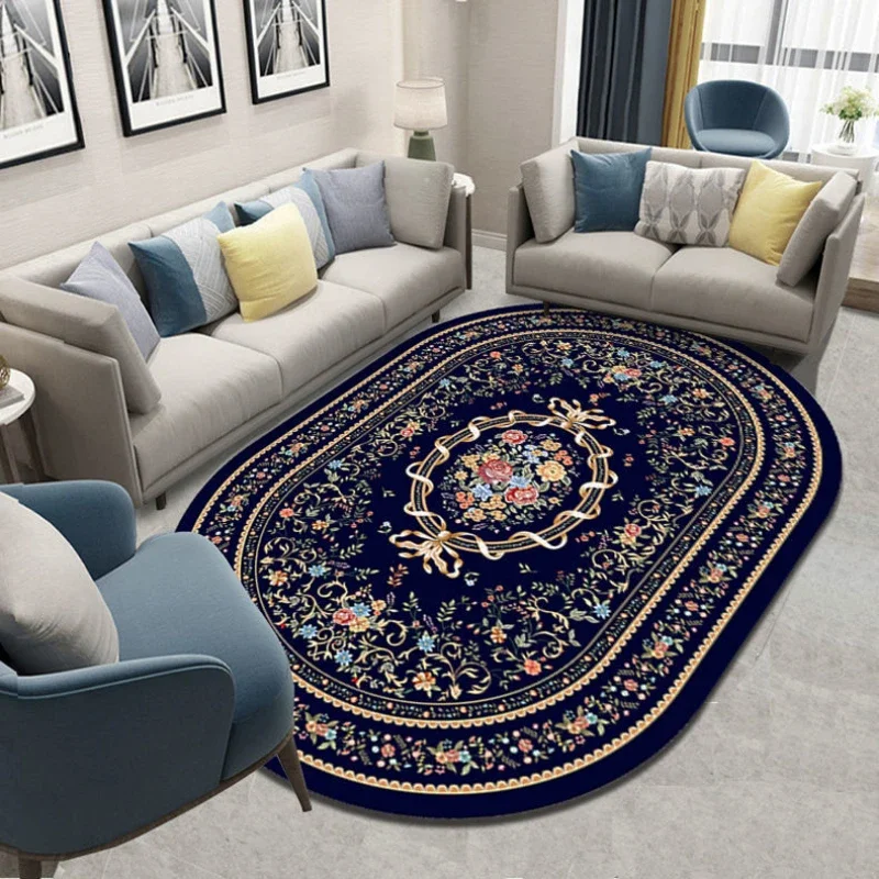 Retro Ethnic Style Study Cloakroom Carpet Oval Balcony Bathroom Porch Entry Carpets Home Children\'s Room Bay Window Non-slip Rug