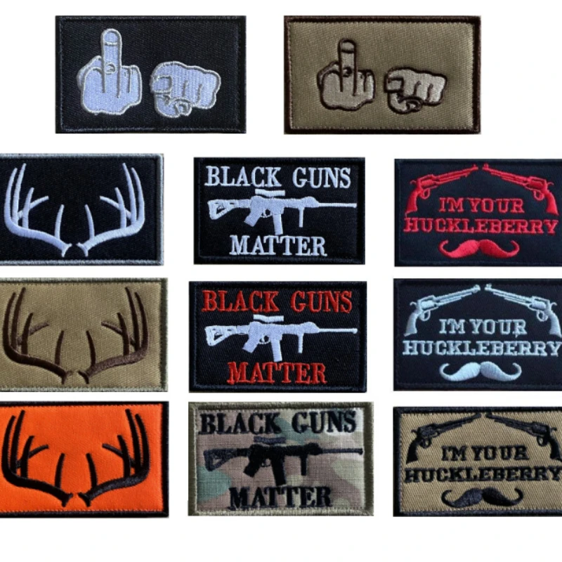 30pcs/Lot Luxury Hook Loop Embroidery Patch Deer Antlers Matter Fist Beard Bag Clothing Decoration Accessory Craft Diy Applique