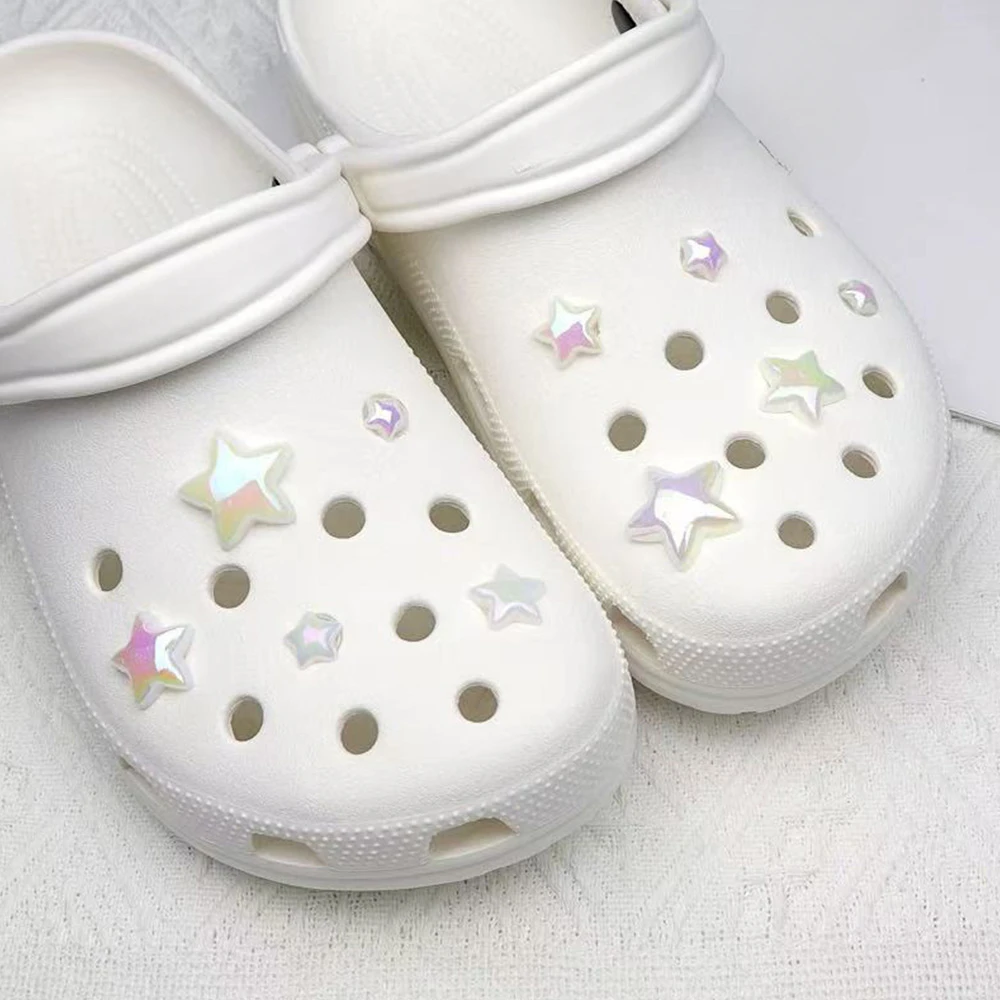 10PCS Shoe Charms Set ABS Fashion Colorful Pentagram Shoe Decorations Buckle for Sandals Clogs DIY Accessories Party Gift