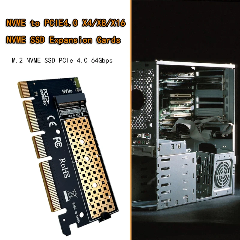 PICE to M2 Adapter NVMe SSD NGFF PCIE M2 Riser Card Adapter 64Gb PCI Express 4.0 X4 X8 X16 Supports 2230 2242 2260 2280 m.2 NVME